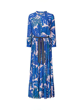 Lollys Laundry Nee Palm Leaf Print Maxi Dress, Bright Blue/Multi