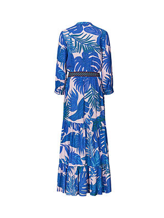 Lollys Laundry Nee Palm Leaf Print Maxi Dress, Bright Blue/Multi