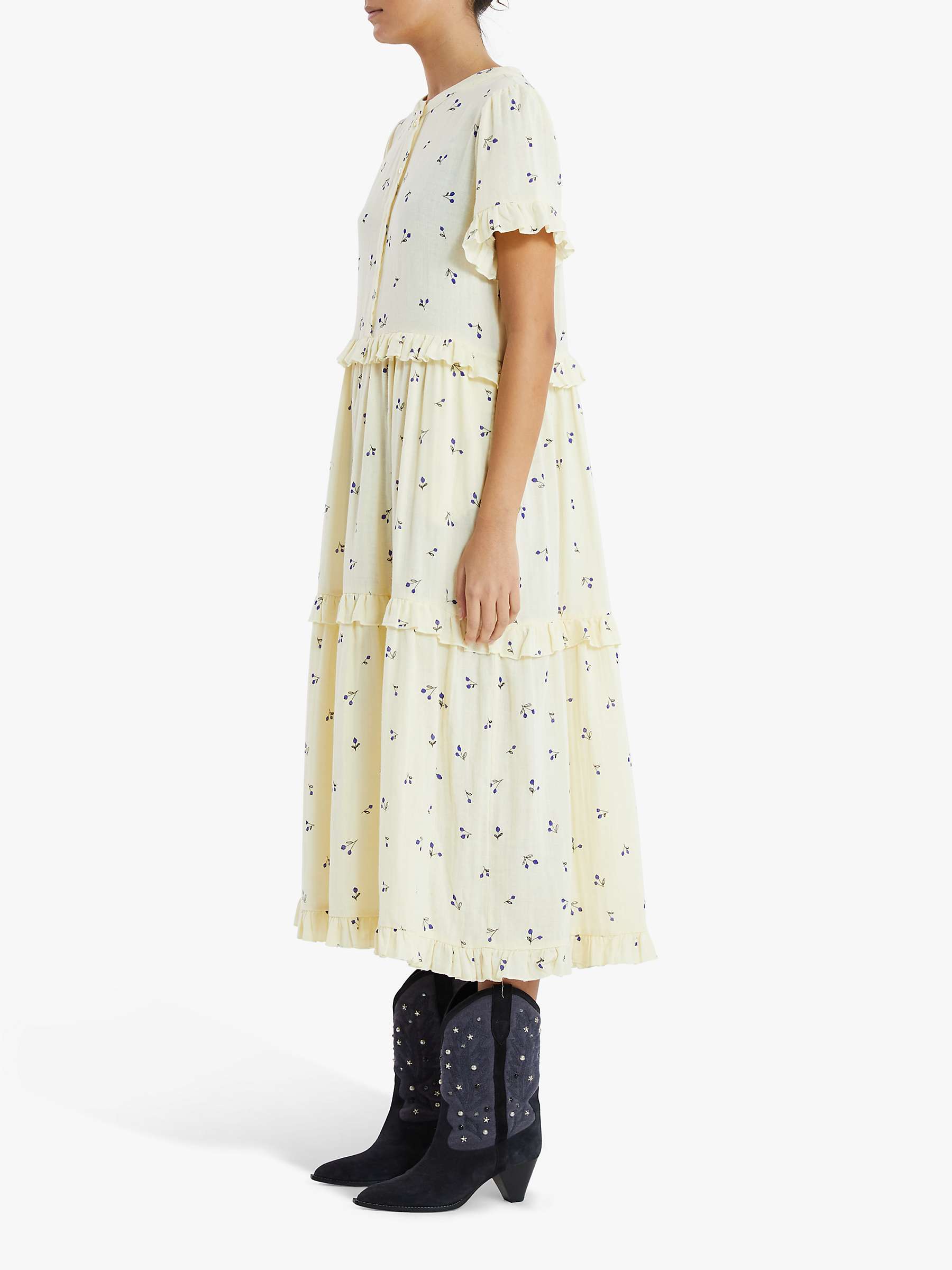 Buy Lollys Laundry Suzie Floral Midi Dress, Cream/Blue Online at johnlewis.com