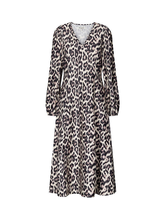 Lollys Laundry Lake Leopard Print Midi Dress, Brown/Multi