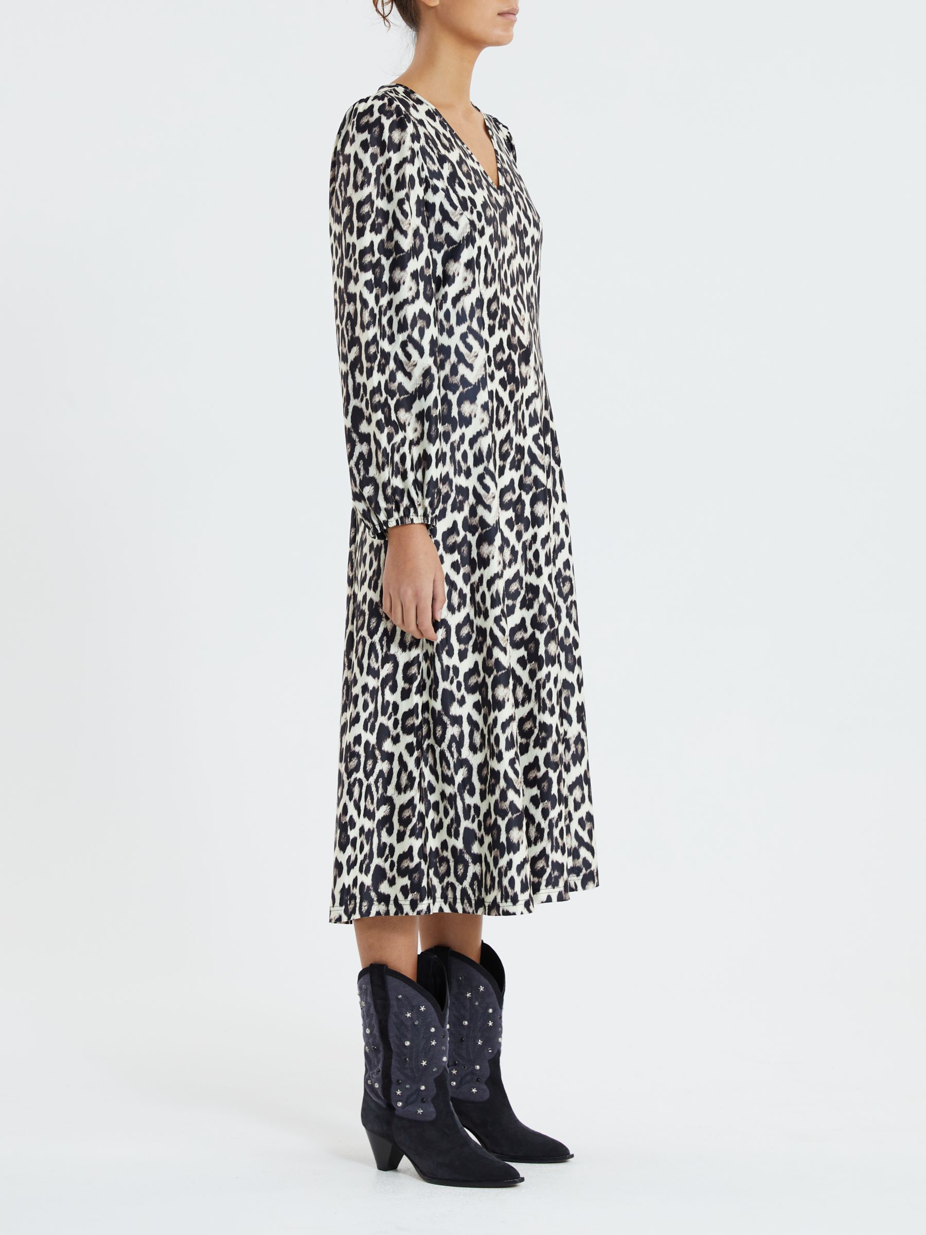 Lollys Laundry Lake Leopard Print Midi Dress, Brown/Multi, XS