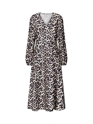 Lollys Laundry Lake Leopard Print Midi Dress, Brown/Multi