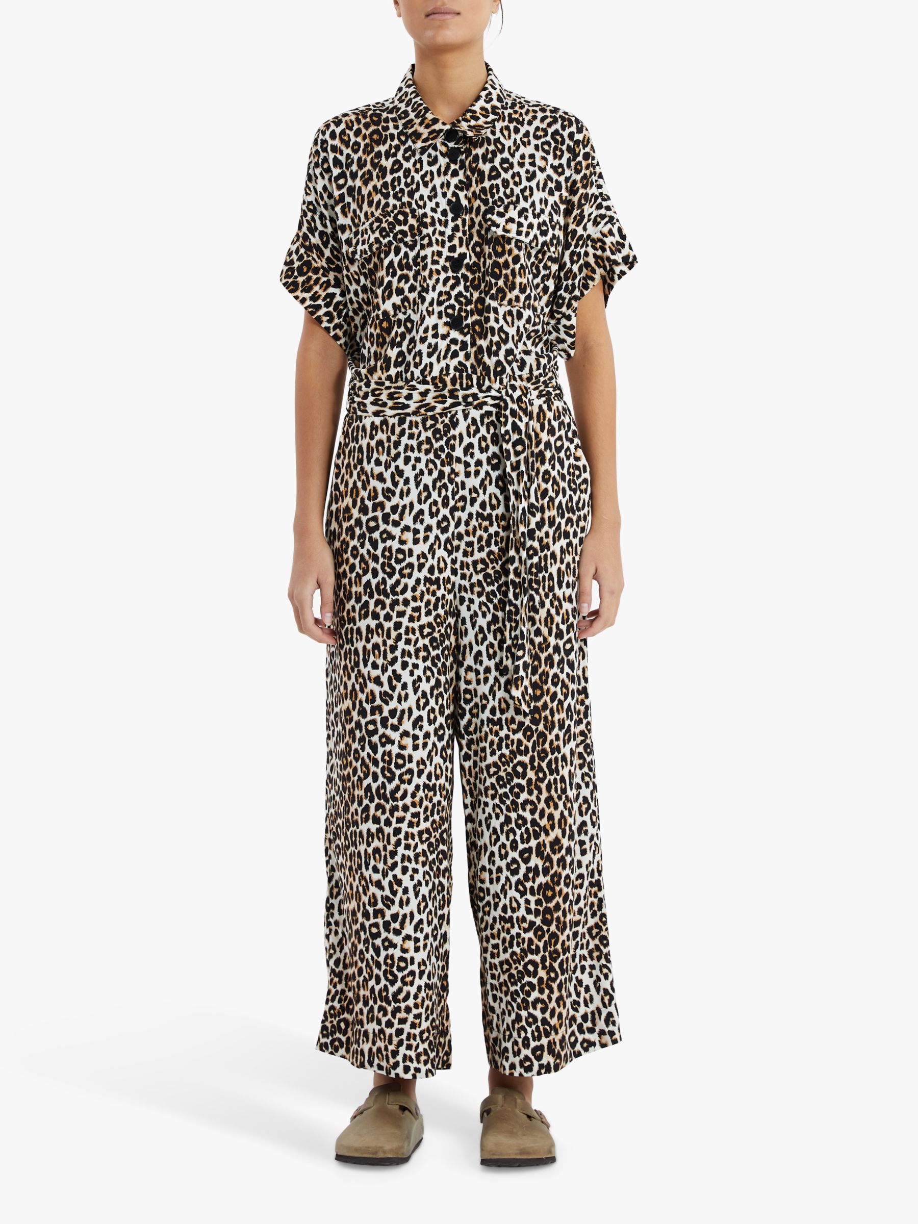 Lollys Laundry Mathilde Leopard Print Jumpsuit, Brown/Multi, XS