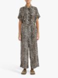 Lollys Laundry Mathilde Leopard Print Jumpsuit, Brown/Multi, Brown/Multi