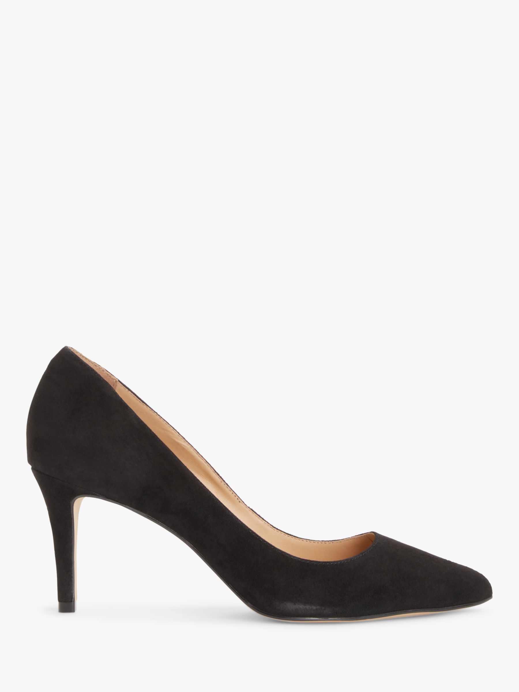 John Lewis Blessing Suede Stiletto Heel Pointed Toe Court Shoes, Black ...