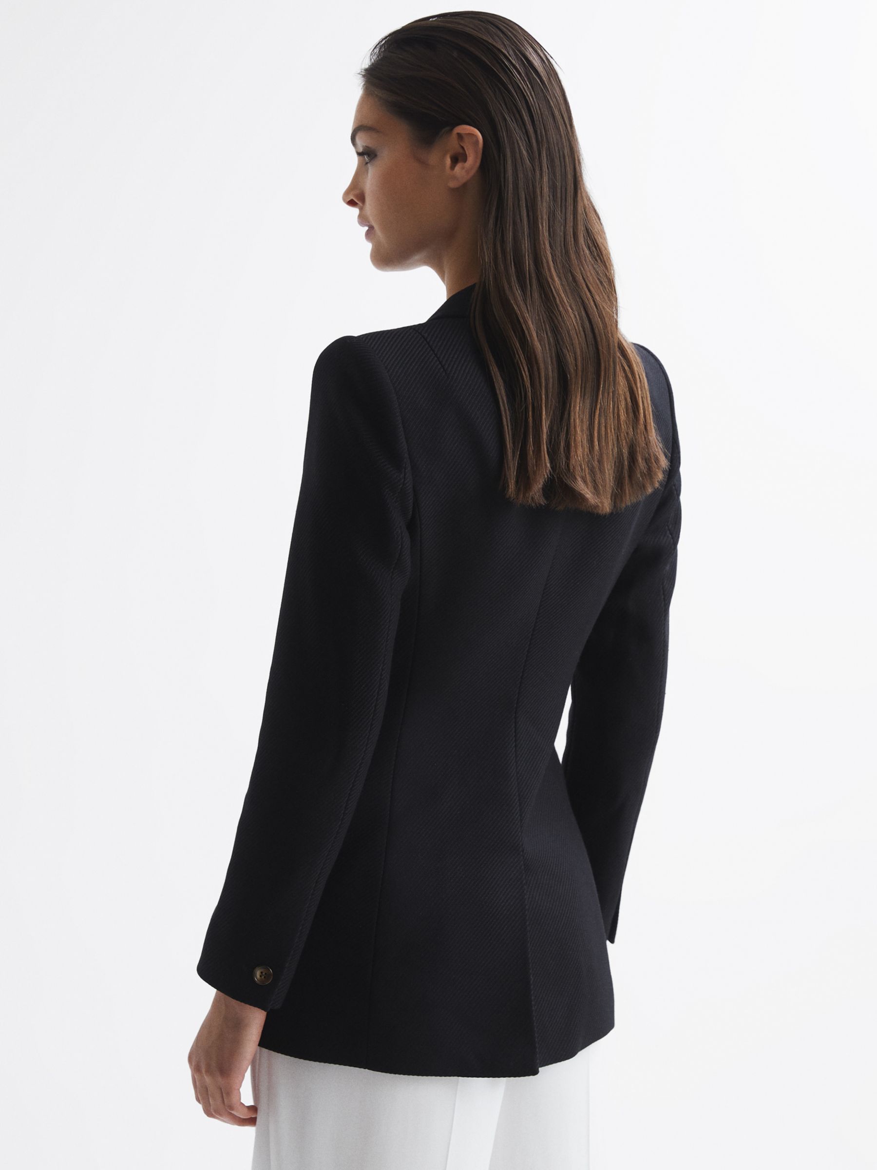 Reiss Laura Double Breasted Wool Blend Blazer, Black at John Lewis ...