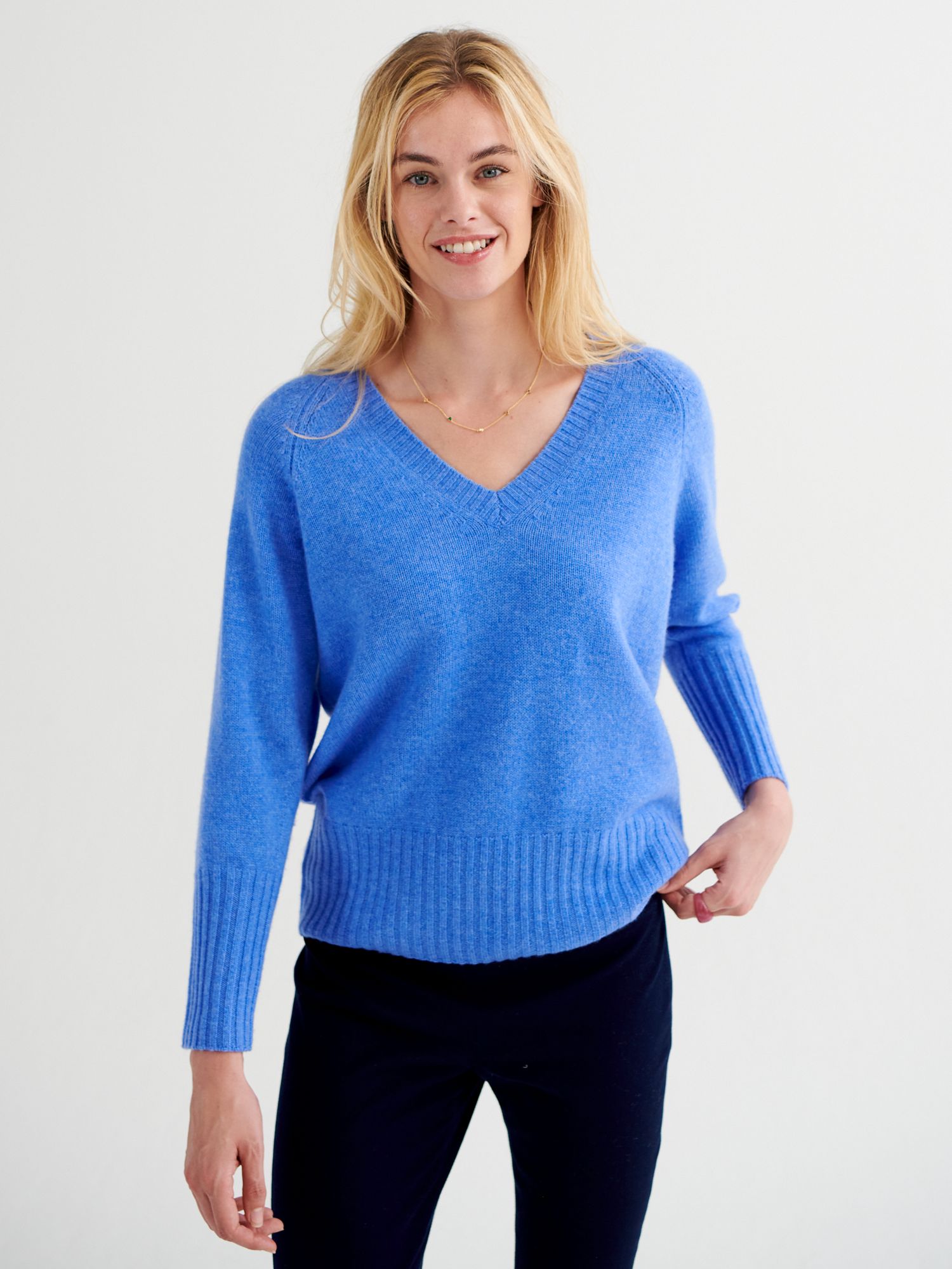 NRBY Mari Cashmere Jumper, Heathered Blue Bell at John Lewis & Partners