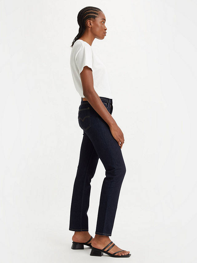 Levi's 724 High Rise Straight Cut Jeans, Blue Wave Rinse at John Lewis ...