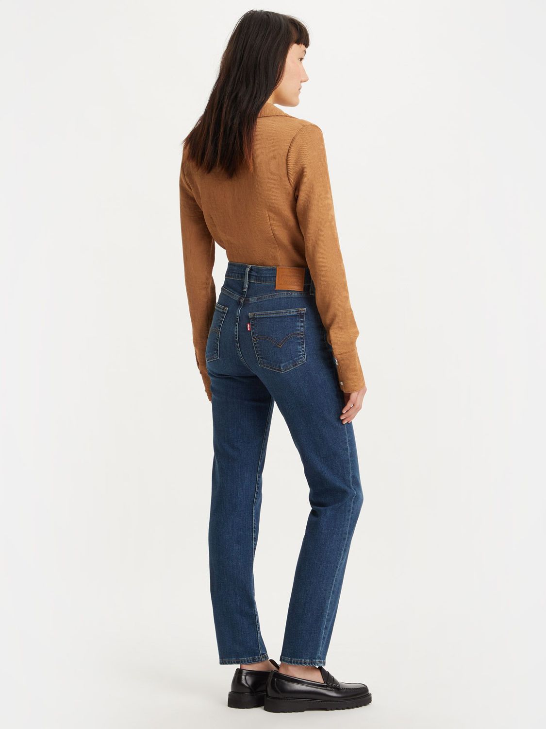 Levi's 724 High Rise Straight Cut Jeans, Blue Wave Dark at John Lewis &  Partners