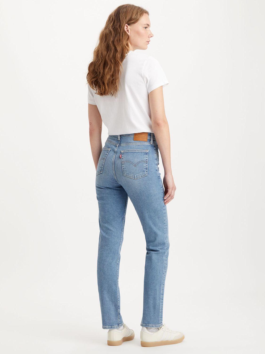 Levi's 724 High Rise Straight Cut Jeans, Blue Wave Light at John Lewis ...