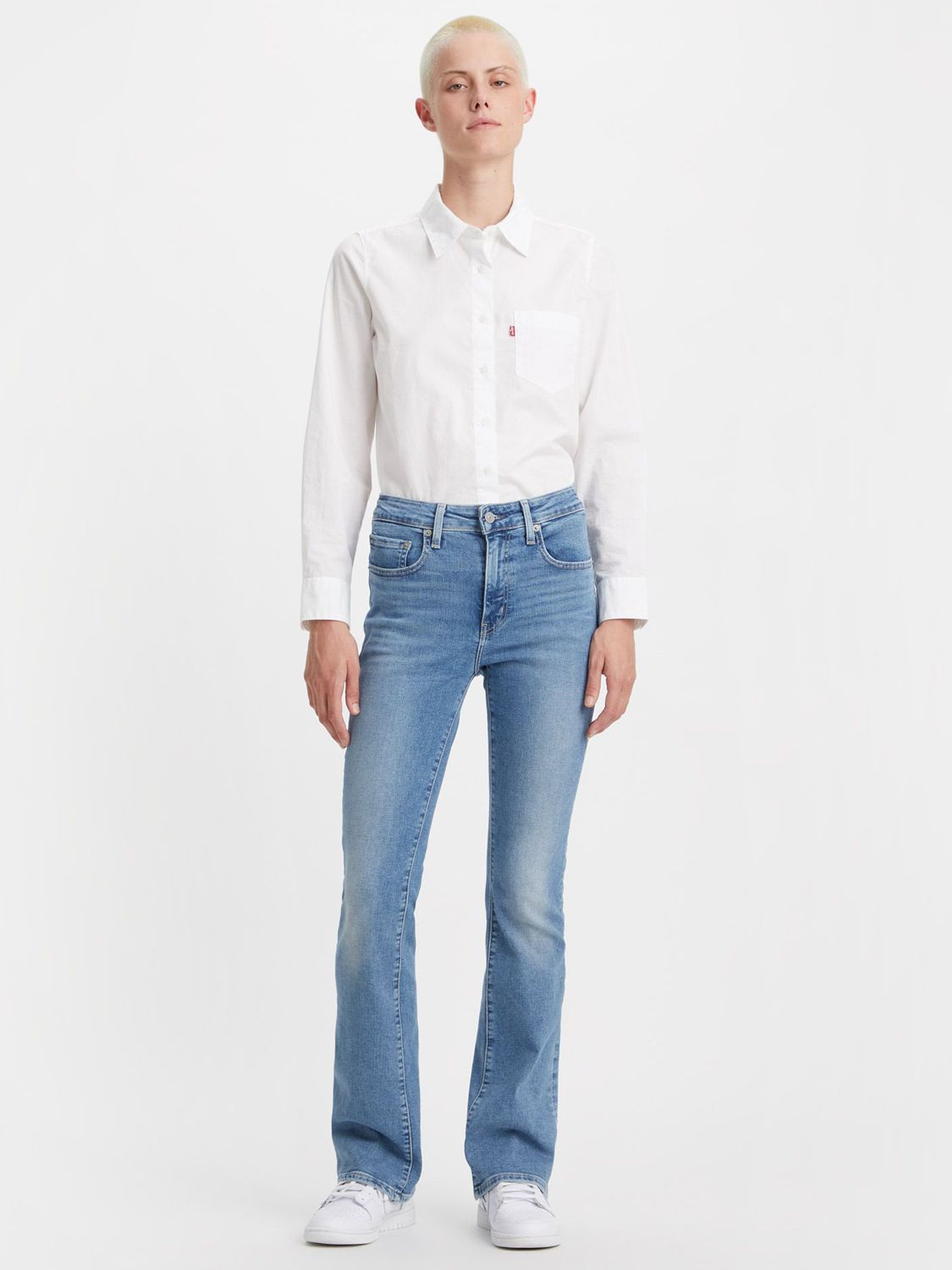 Levi's 725 High Rise Bootcut Jeans, Blue Wave Light at John Lewis & Partners