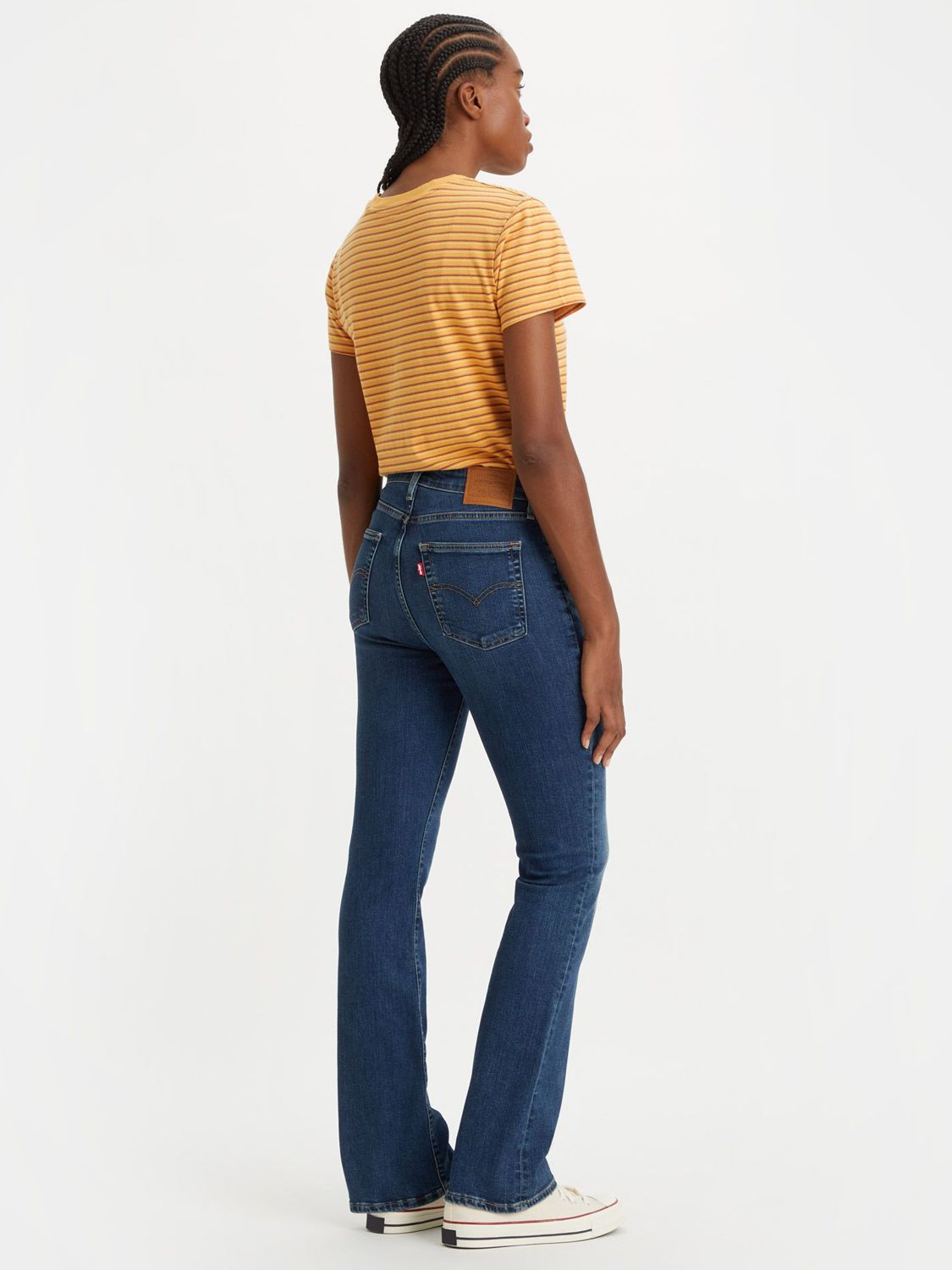Levi's 725 High Rise Bootcut Jeans, Blue Wave Dark at John Lewis & Partners