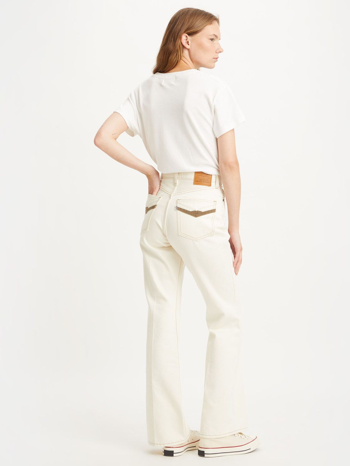 Levi's 70's High Rise Flared Jeans, Sunny Cream at John Lewis & Partners