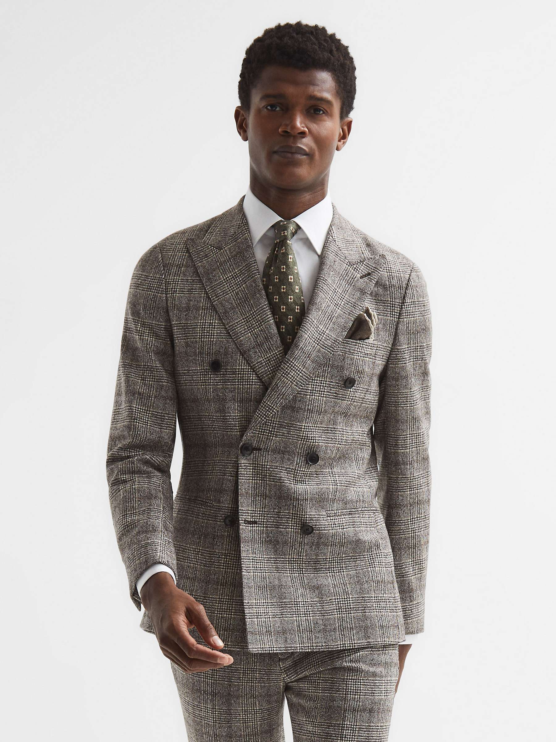Buy Reiss Alfredo Slim Fit Double Breasted Wool Check Suit Blazer, Brown Online at johnlewis.com
