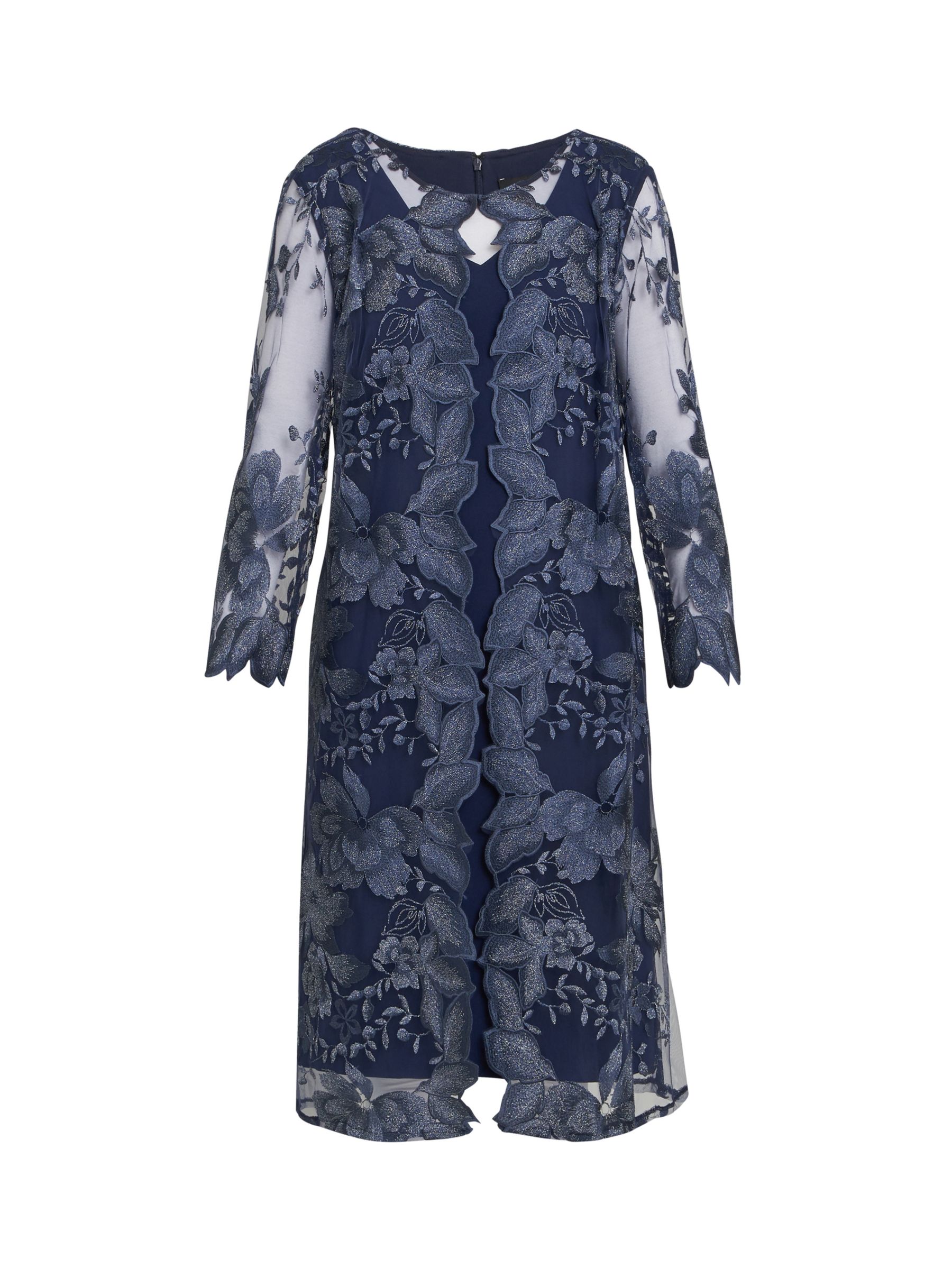 Gina Bacconi Arianna Floral Embroidered Dress, Plum at John Lewis & Partners