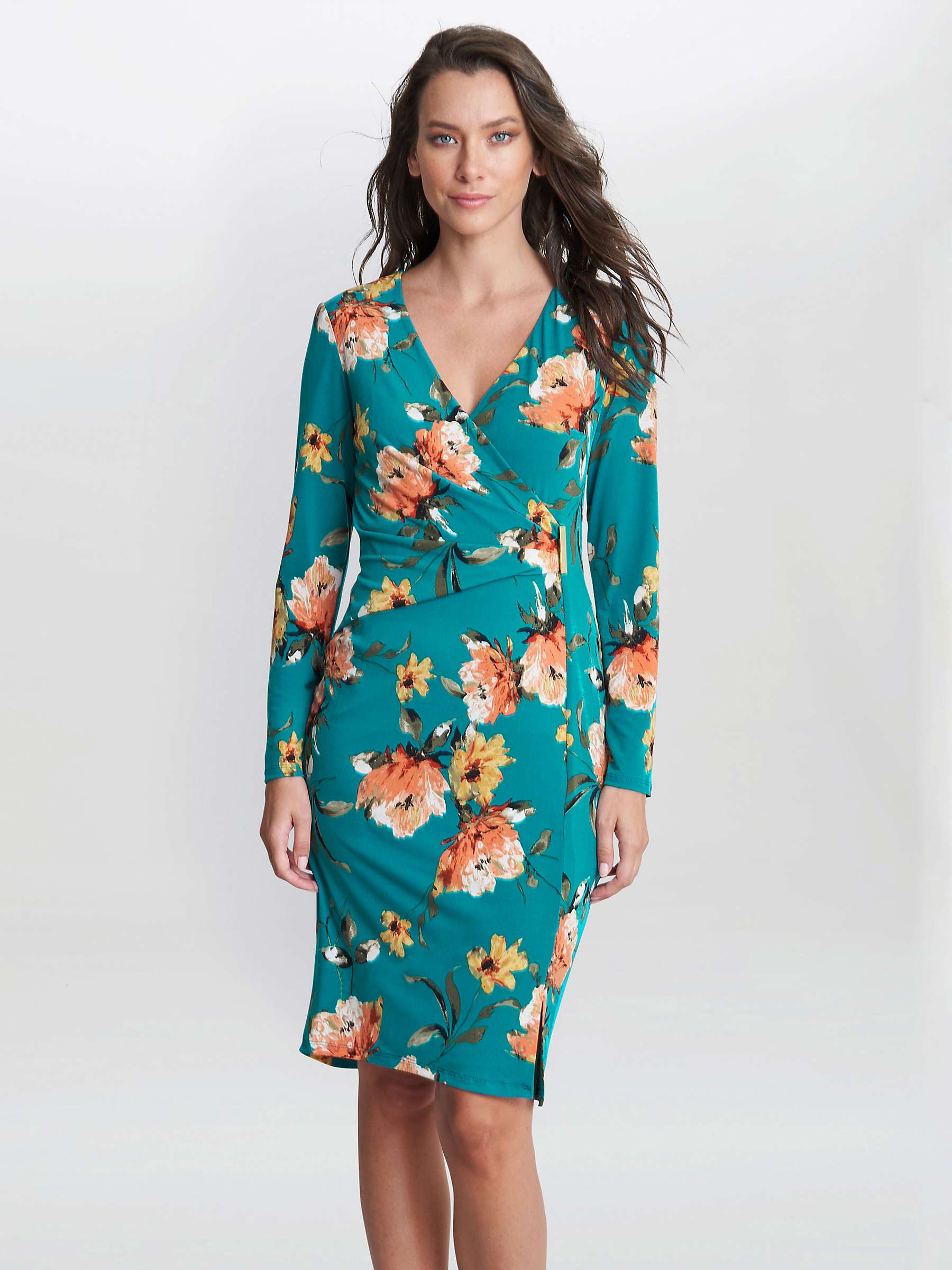 Buy Gina Bacconi Harper Wrap Dress, Green/Multi Online at johnlewis.com