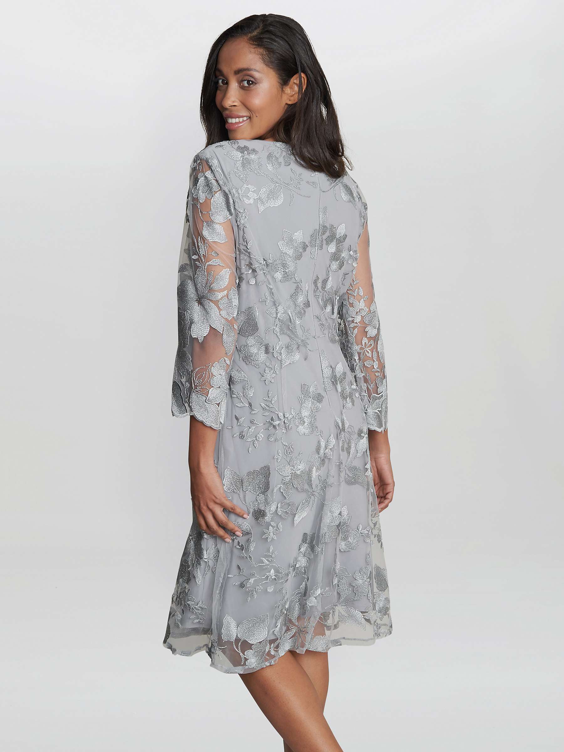 Buy Gina Bacconi Savoy Floral Embroidered Lace Mock Knee Length Dress Online at johnlewis.com
