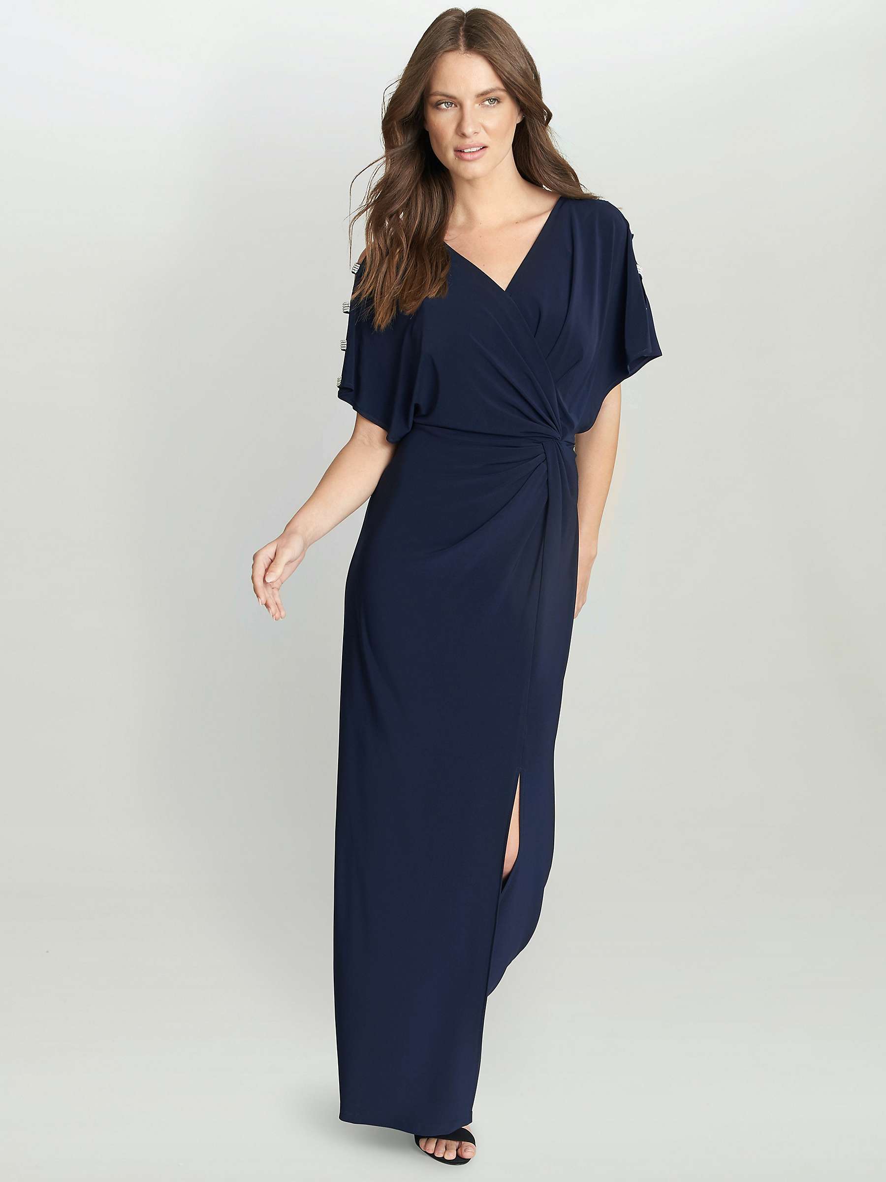 Buy Gina Bacconi Pascale Knot Front Jersey Maxi Dress, Navy Online at johnlewis.com