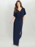Gina Bacconi Pascale Knot Front Jersey Maxi Dress, Navy, Navy