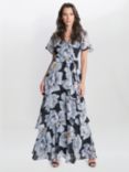 Gina Bacconi Caylee Printed Maxi Dress, Ivory/Black