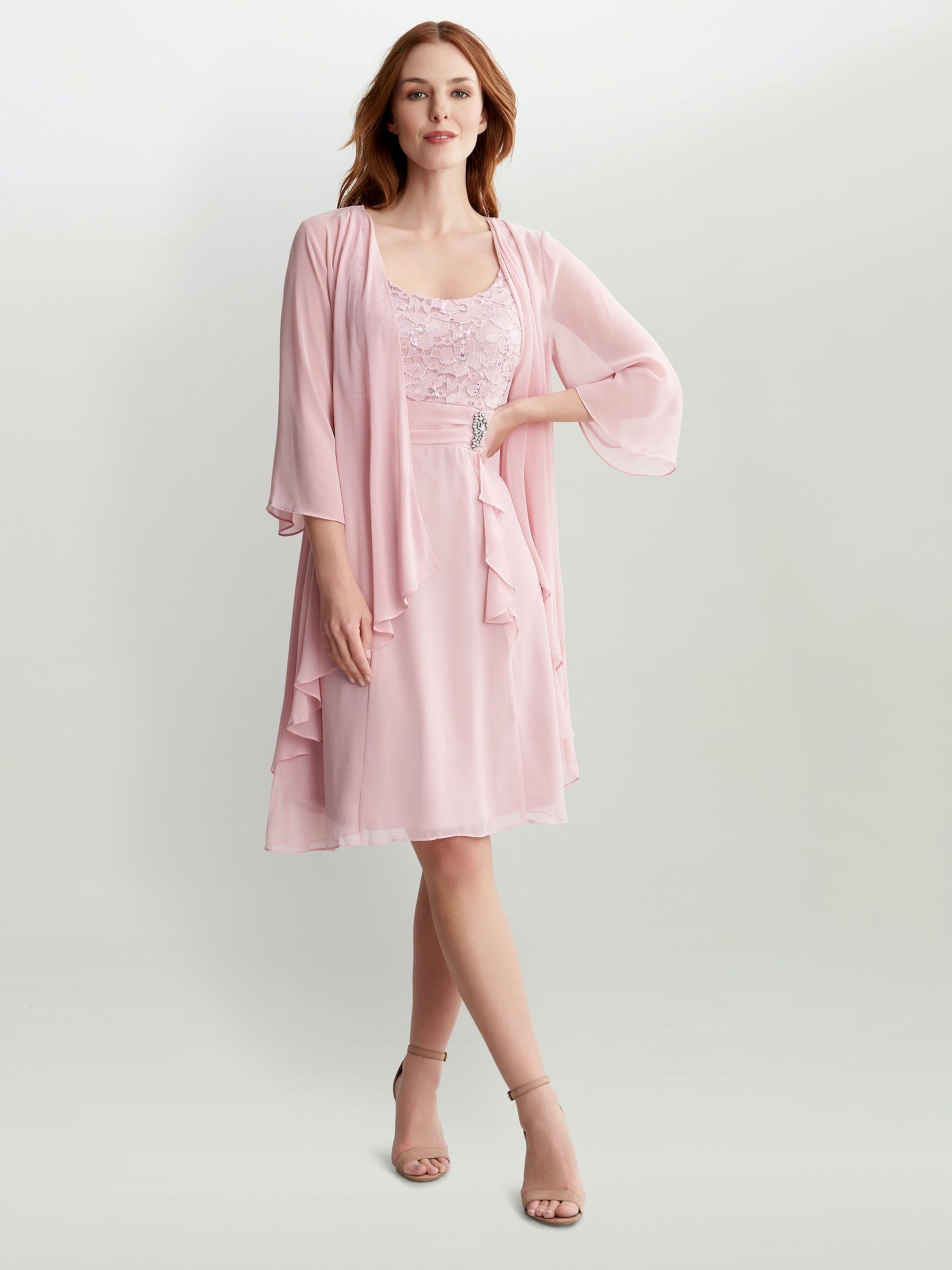 Gina Bacconi Aribelle Empire Waist Jacket Mini Dress, Rose Pink, 10