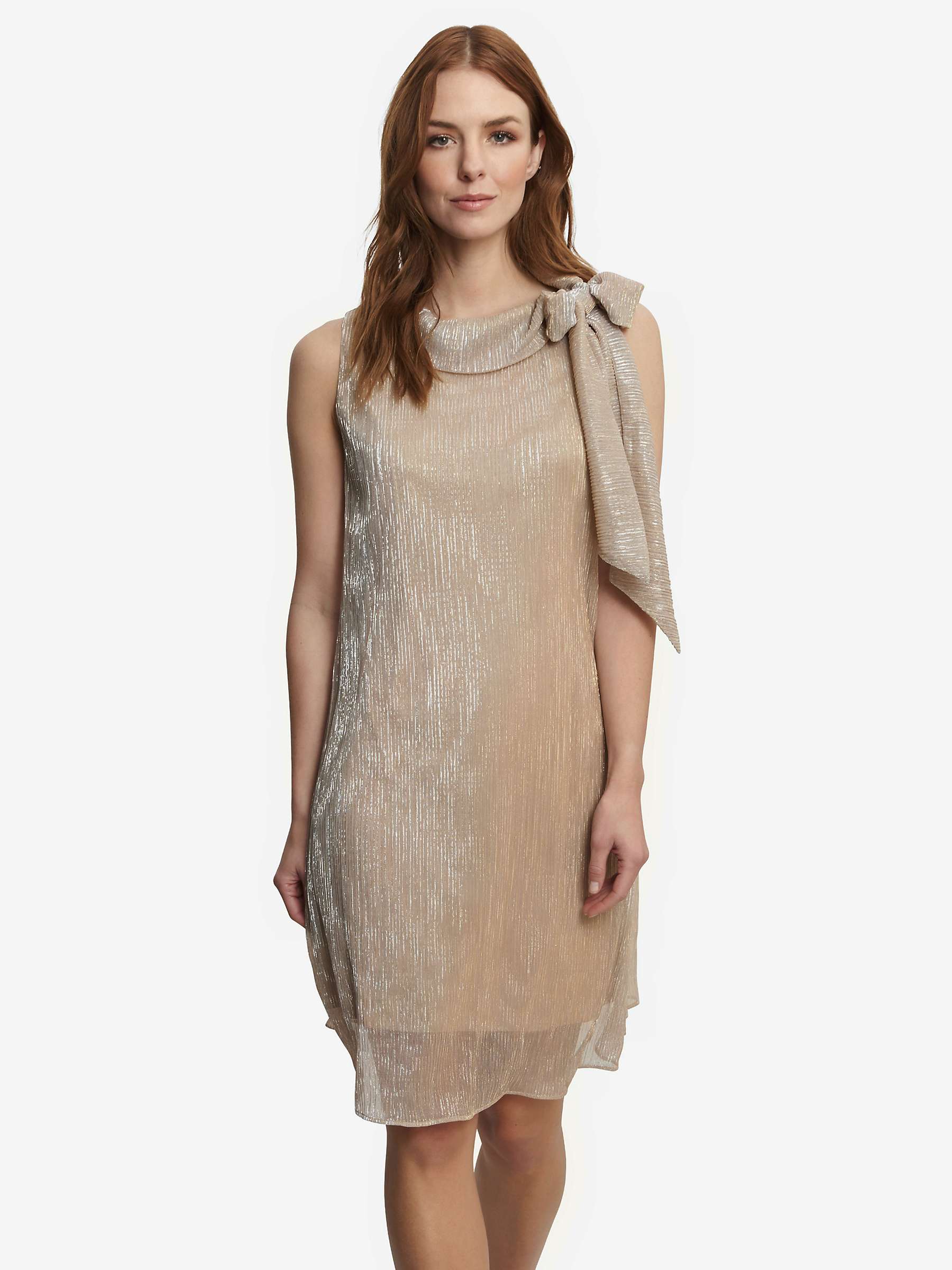 Buy Gina Bacconi Kesley Metallic Shift Dress, Light Gold Online at johnlewis.com