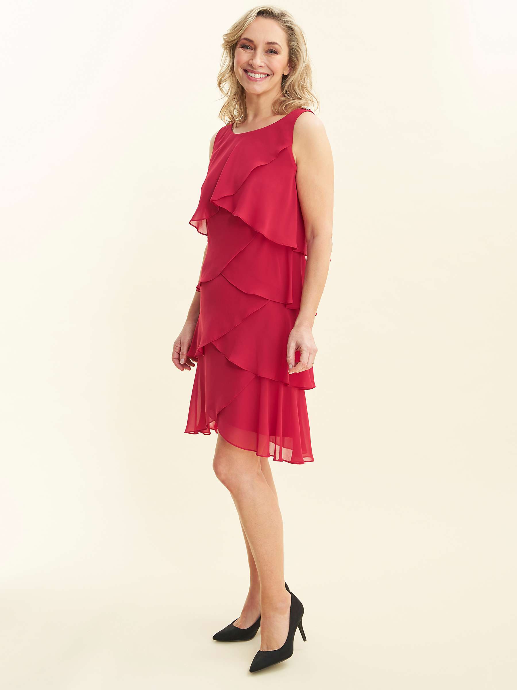 Buy Gina Bacconi Vesta Jewel-Shoulder Tiered Cocktail Knee Length Dress Online at johnlewis.com