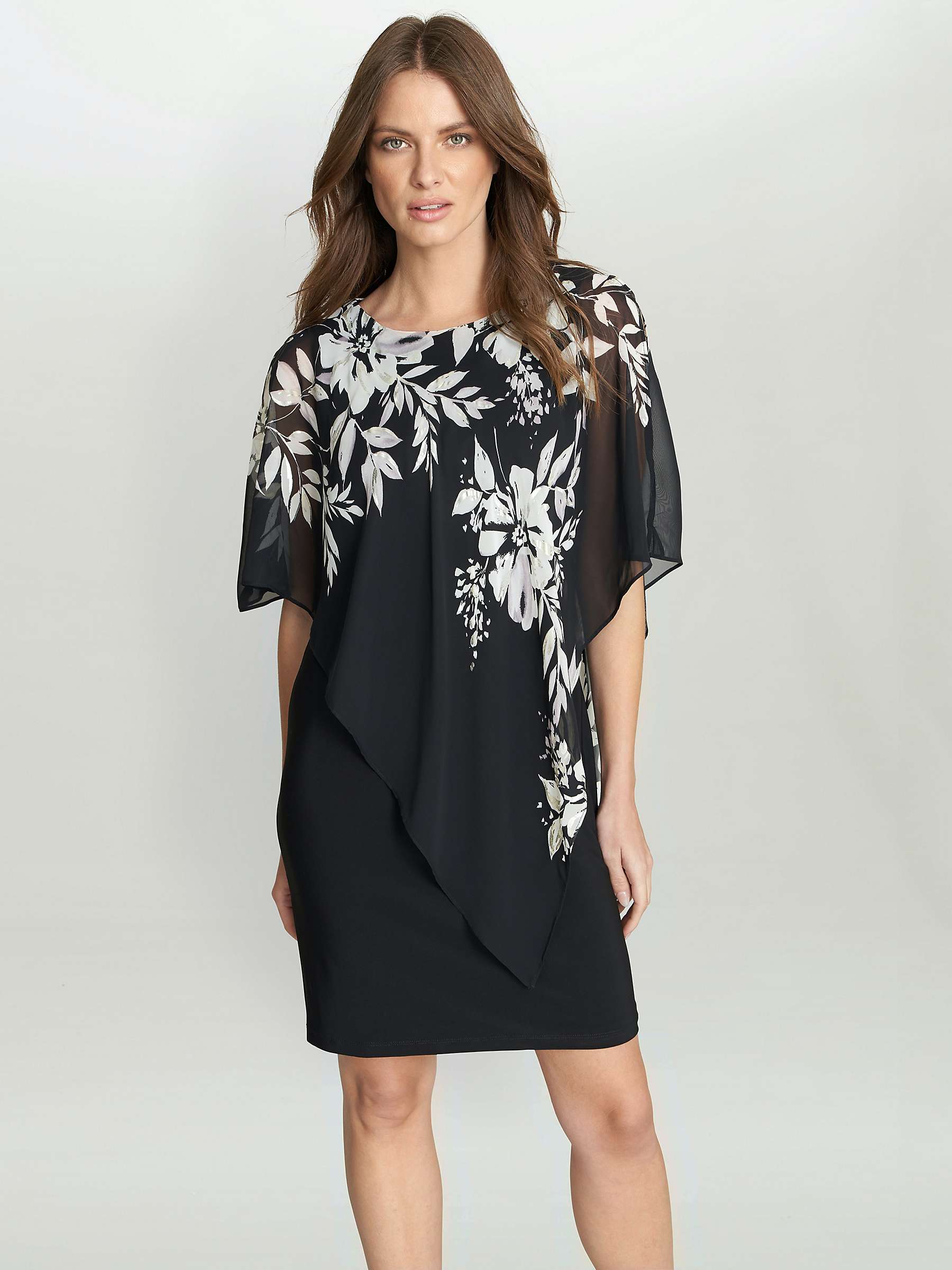 Buy Gina Bacconi Kiya Asymmetric Printed Dress, Black/White Online at johnlewis.com