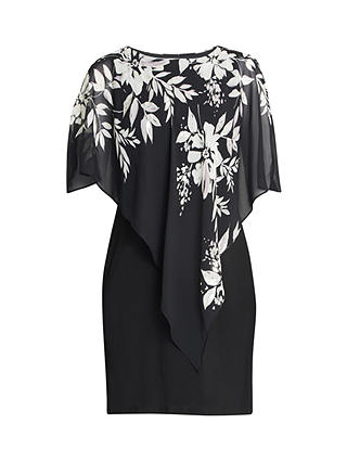 Gina Bacconi Kiya Asymmetric Printed Dress, Black/White