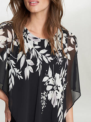 Gina Bacconi Kiya Asymmetric Printed Dress, Black/White