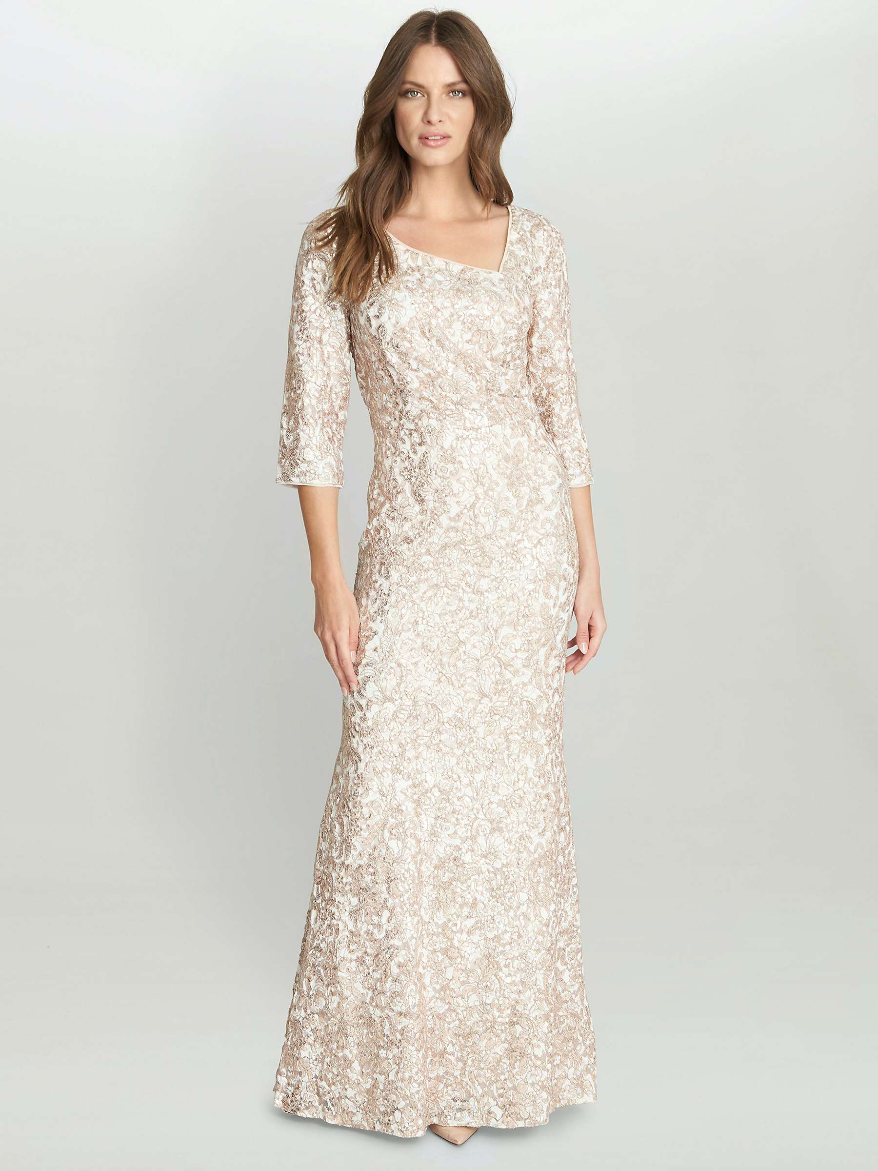 Buy Gina Bacconi Lilenne Asymmetrical Neck Maxi Dress, Ivory Online at johnlewis.com