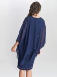 Gina Bacconi Adelaide V Neck Cape Dress, Spring Navy