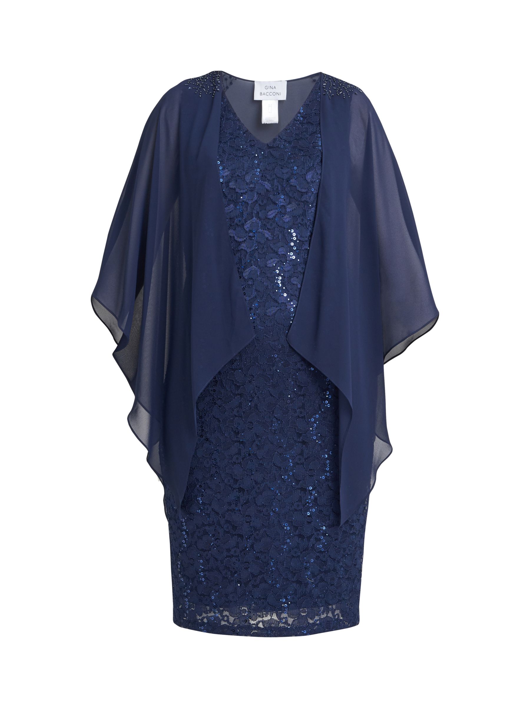 Buy Gina Bacconi Adelaide V Neck Cape Dress, Spring Navy Online at johnlewis.com