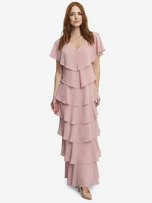 Gina Bacconi Areka Tiered Maxi Dress, Rose Pink at John Lewis & Partners