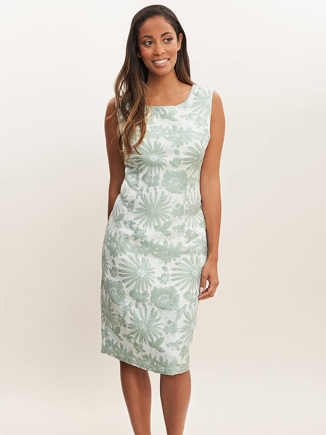 Gina Bacconi Emeline Jacquard Tailored Dress, Green