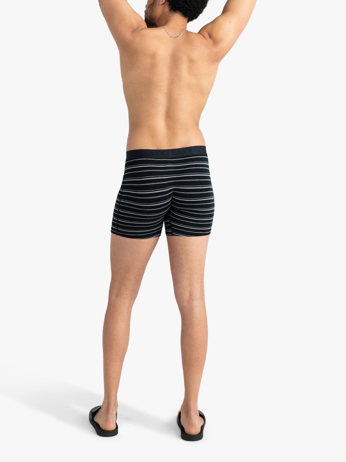 SAXX Vibe Slim Fit Coast Stripe Trunks, Black, S