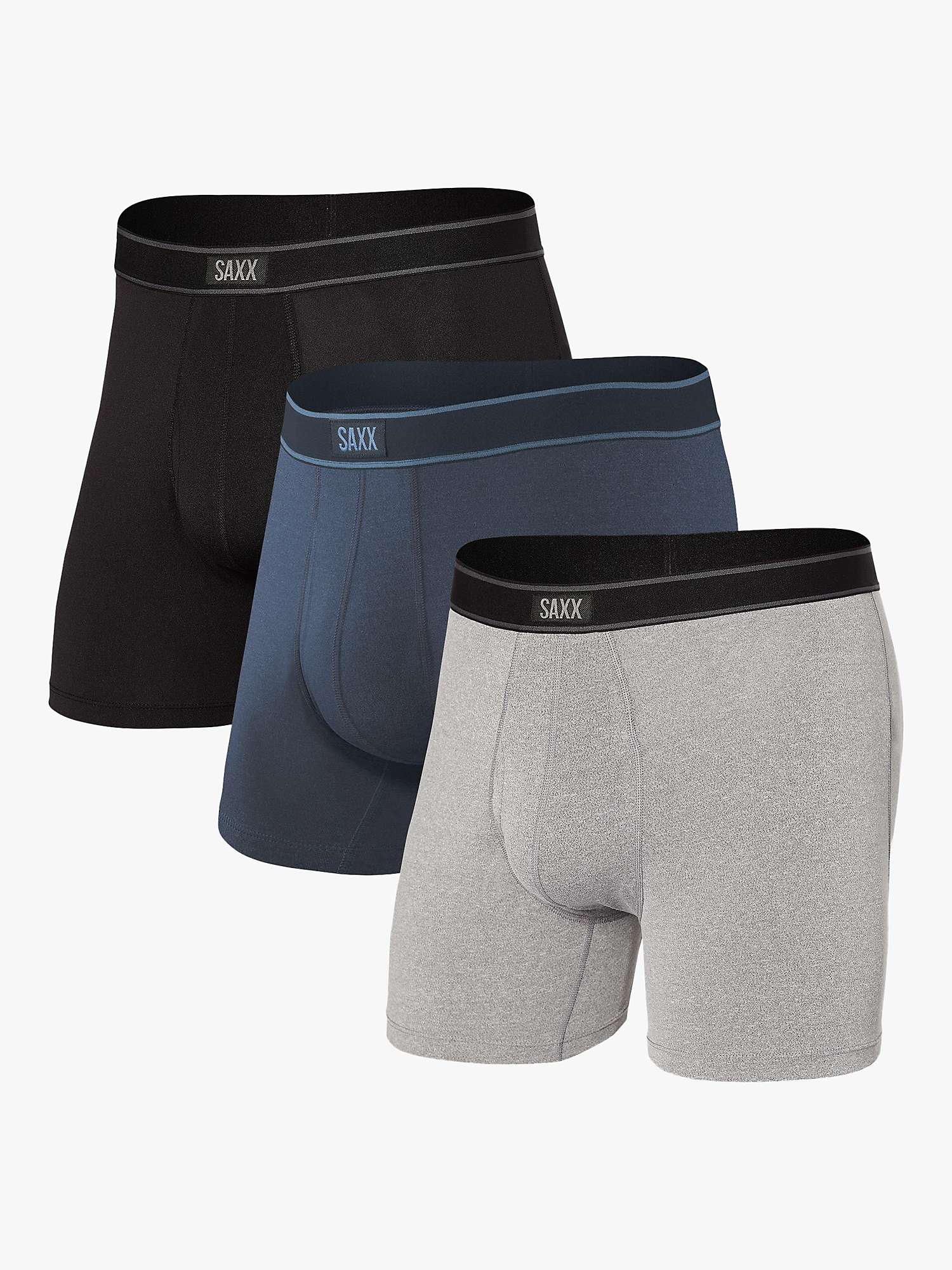 SAXX Daytripper Trunks, Pack of 3, Black/Grey/Navy at John Lewis & Partners