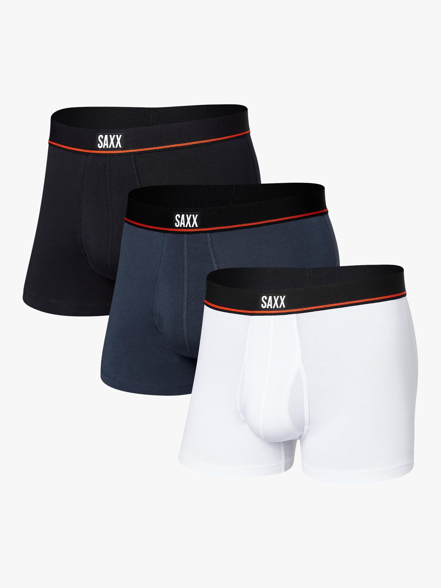 SAXX Non Stop Relaxed Fit Trunks, Pack of 3, Black/Navy/White, S