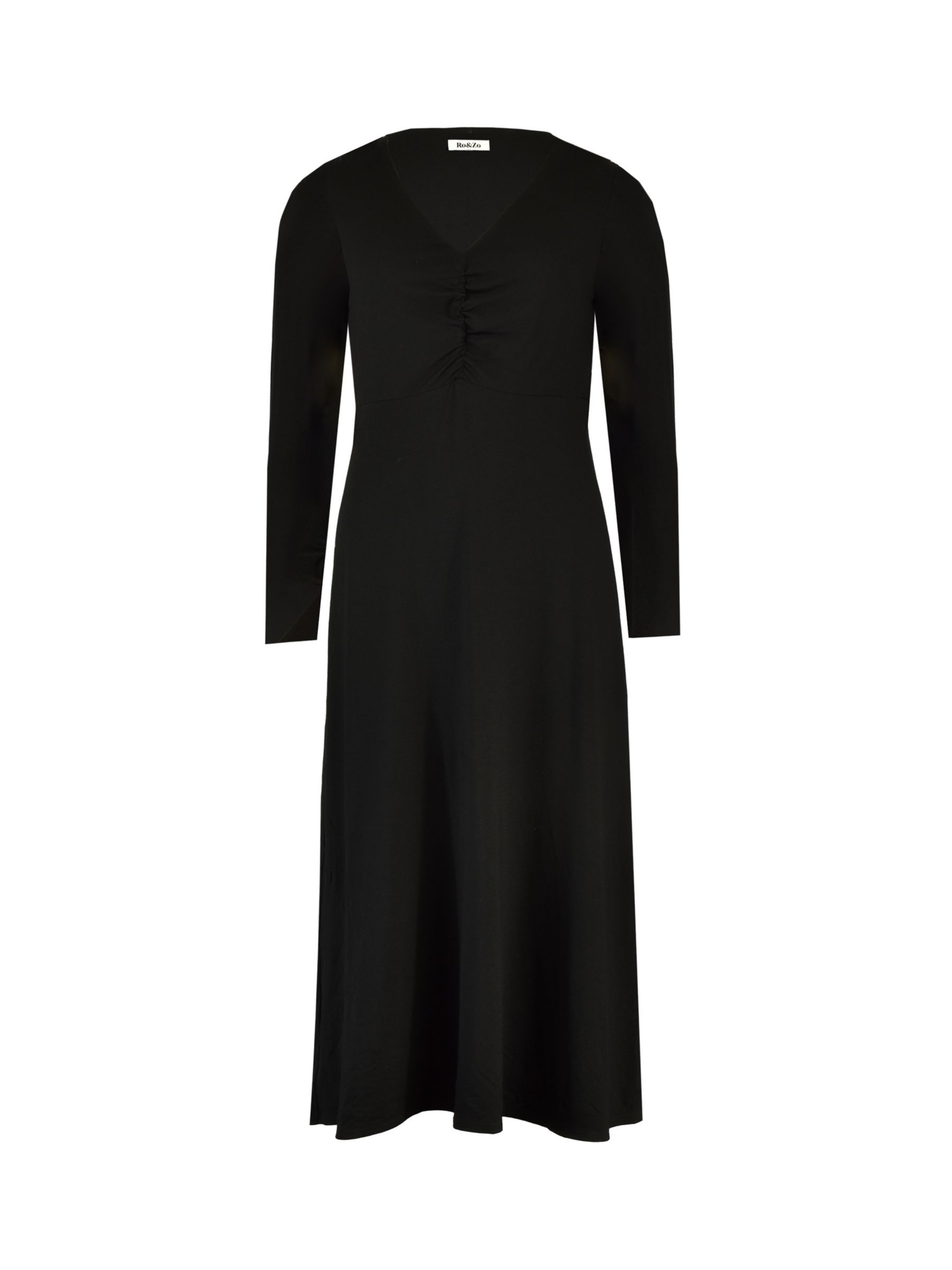 Ro&Zo Ruched Front Midi Dress, Black at John Lewis & Partners