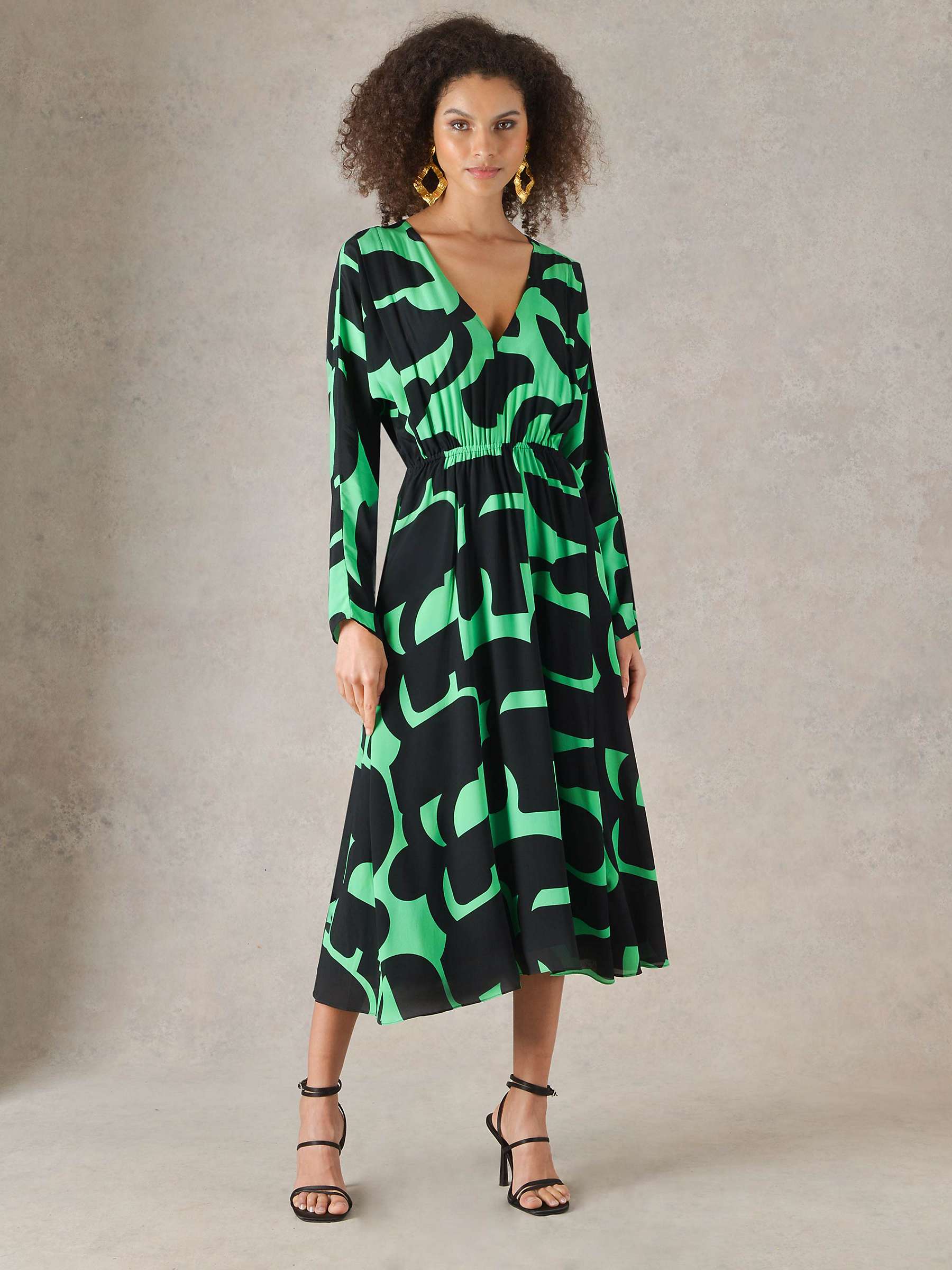 Buy Ro&Zo Abstract Print Split Midi Dress, Multi Online at johnlewis.com