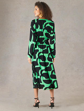 Ro&Zo Abstract Print Split Midi Dress, Multi