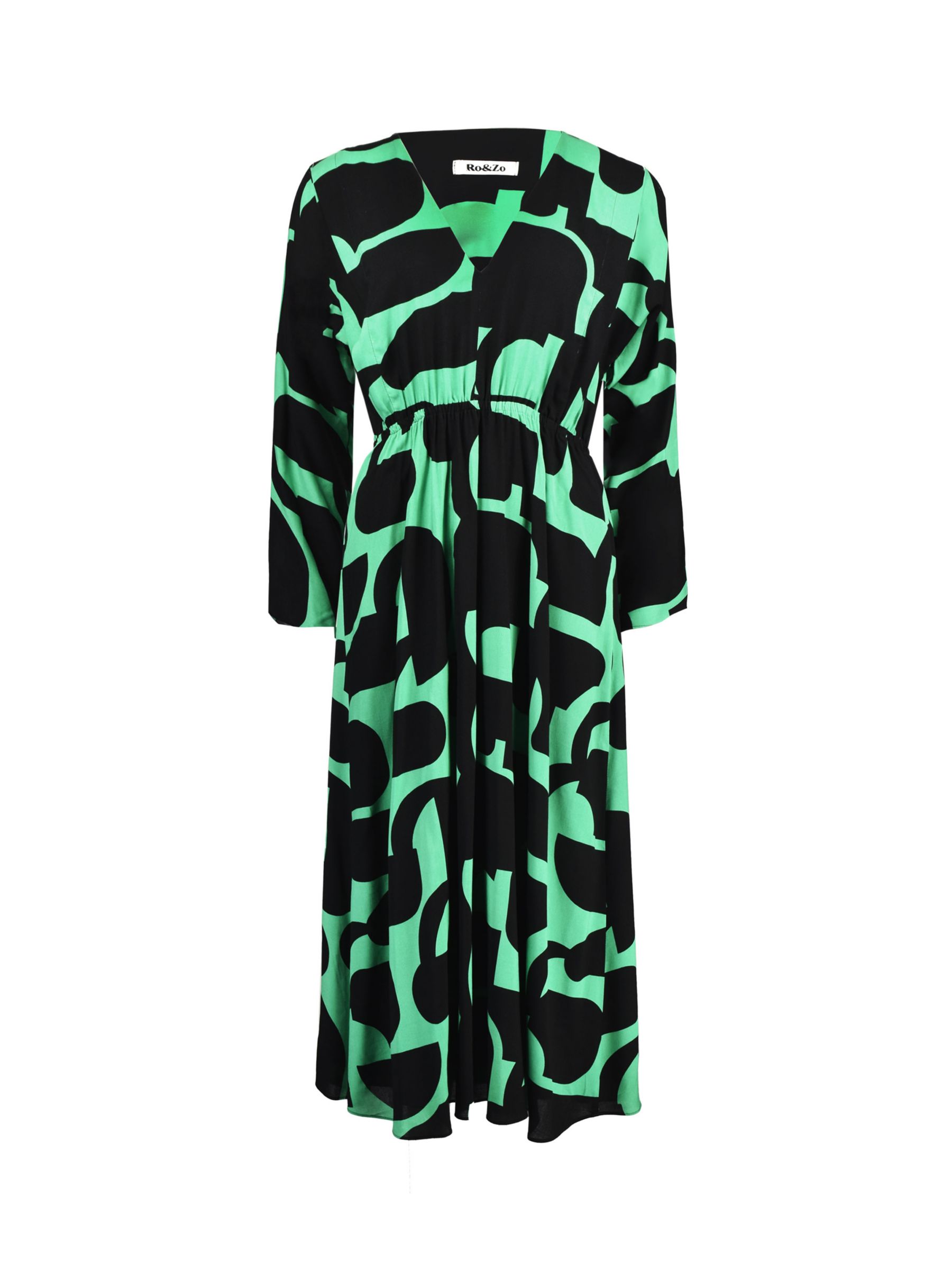 Ro&Zo Abstract Print Split Midi Dress, Multi at John Lewis & Partners