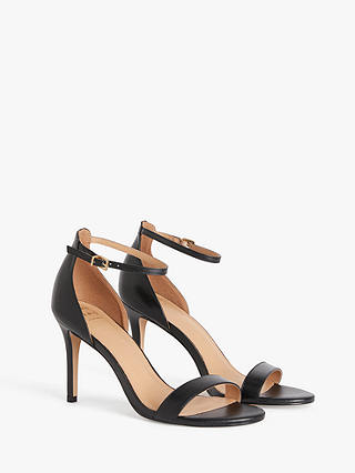 John Lewis Merry Leather Stiletto Heel Sandals, Blk Latigo Leather