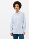 John Lewis ANYDAY Stripe Button Neckline Shirt, Ice Blue