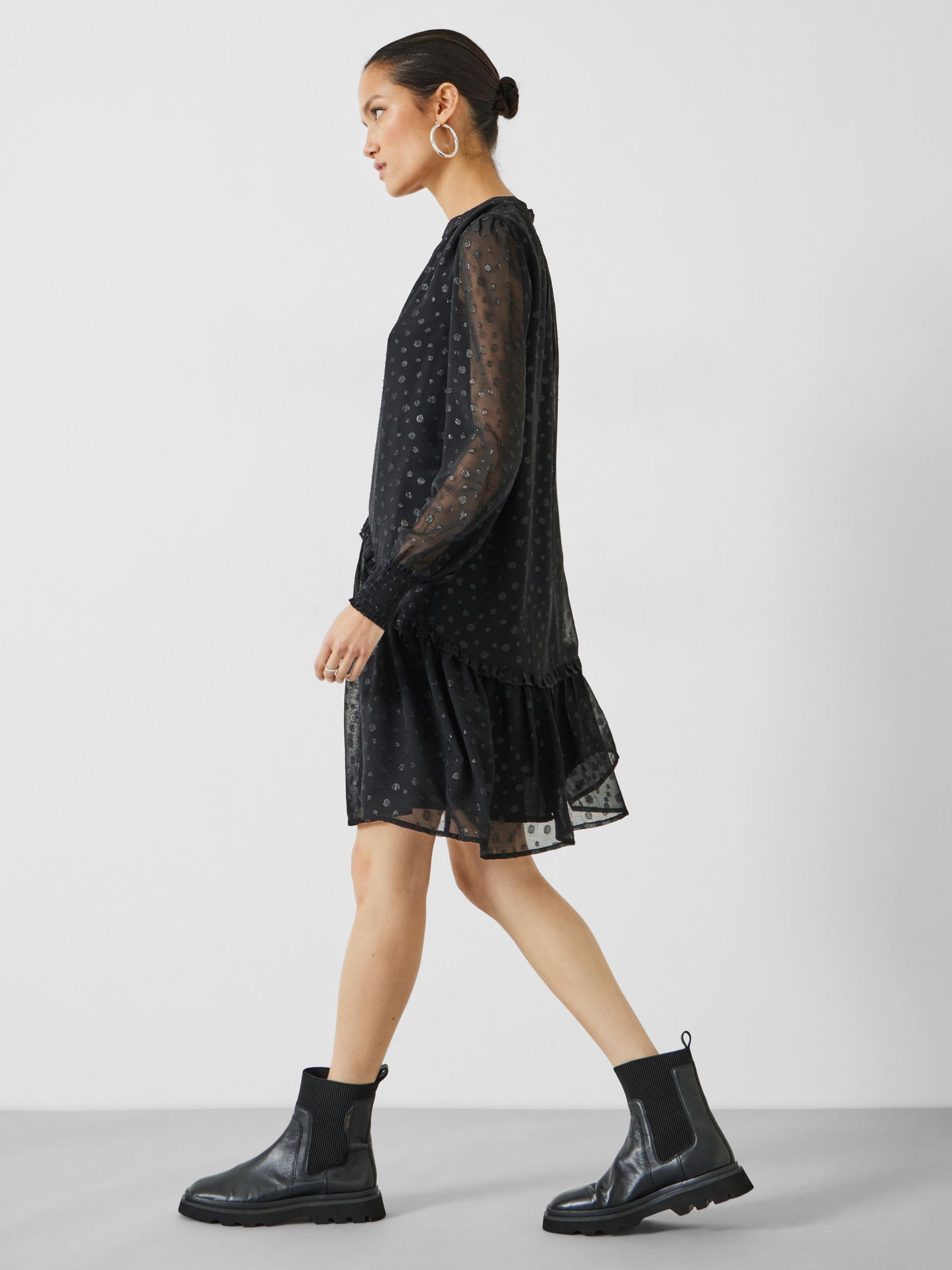 hush Melody Jacquard Mini Dress, Black at John Lewis & Partners