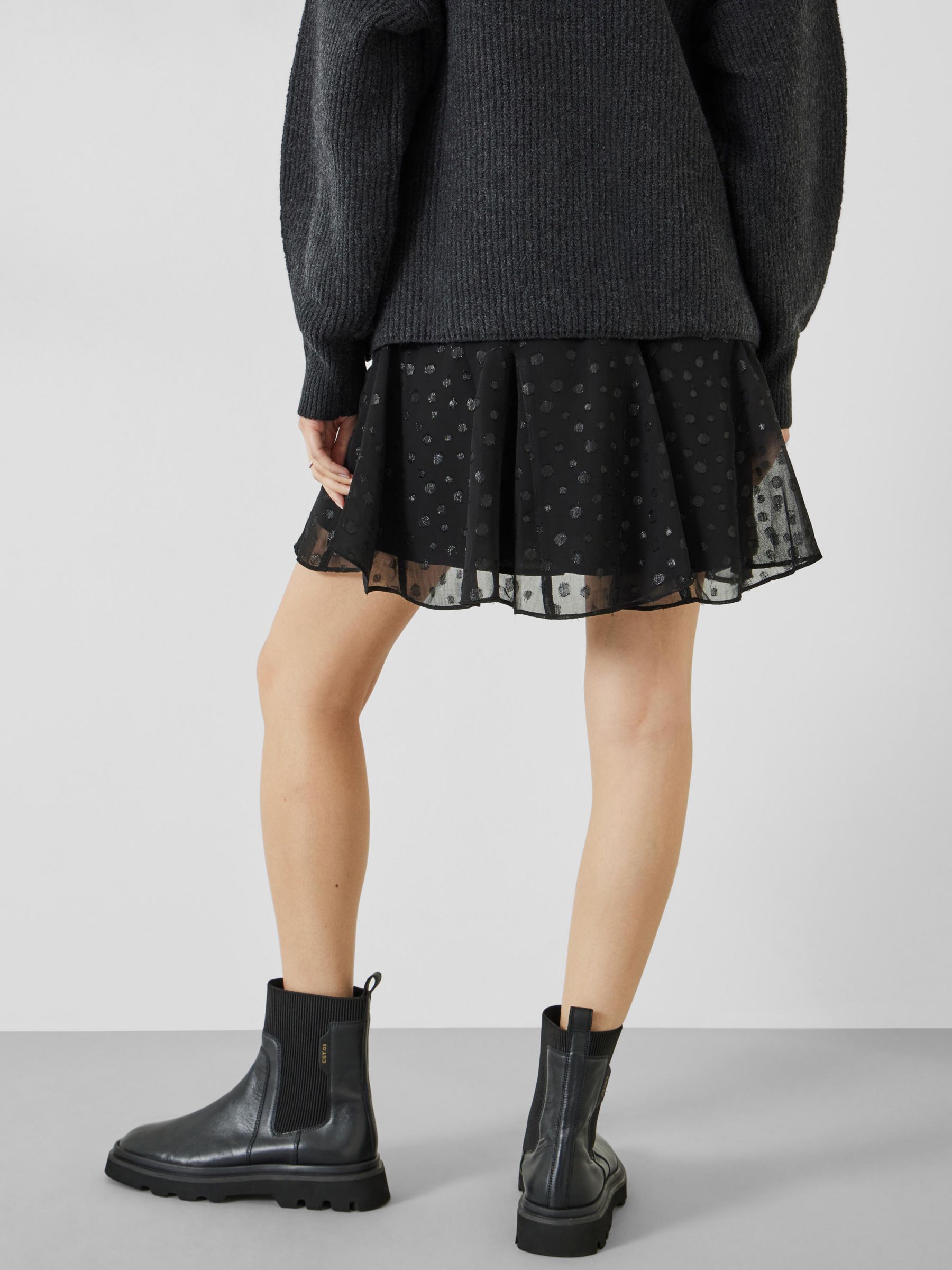 Buy HUSH Melody Jacquard Mini Skirt, Black Online at johnlewis.com