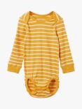 Polarn O. Pyret Baby GOTS Organic Cotton Stripe Envelope Neck Bodysuit, Golden Apricot
