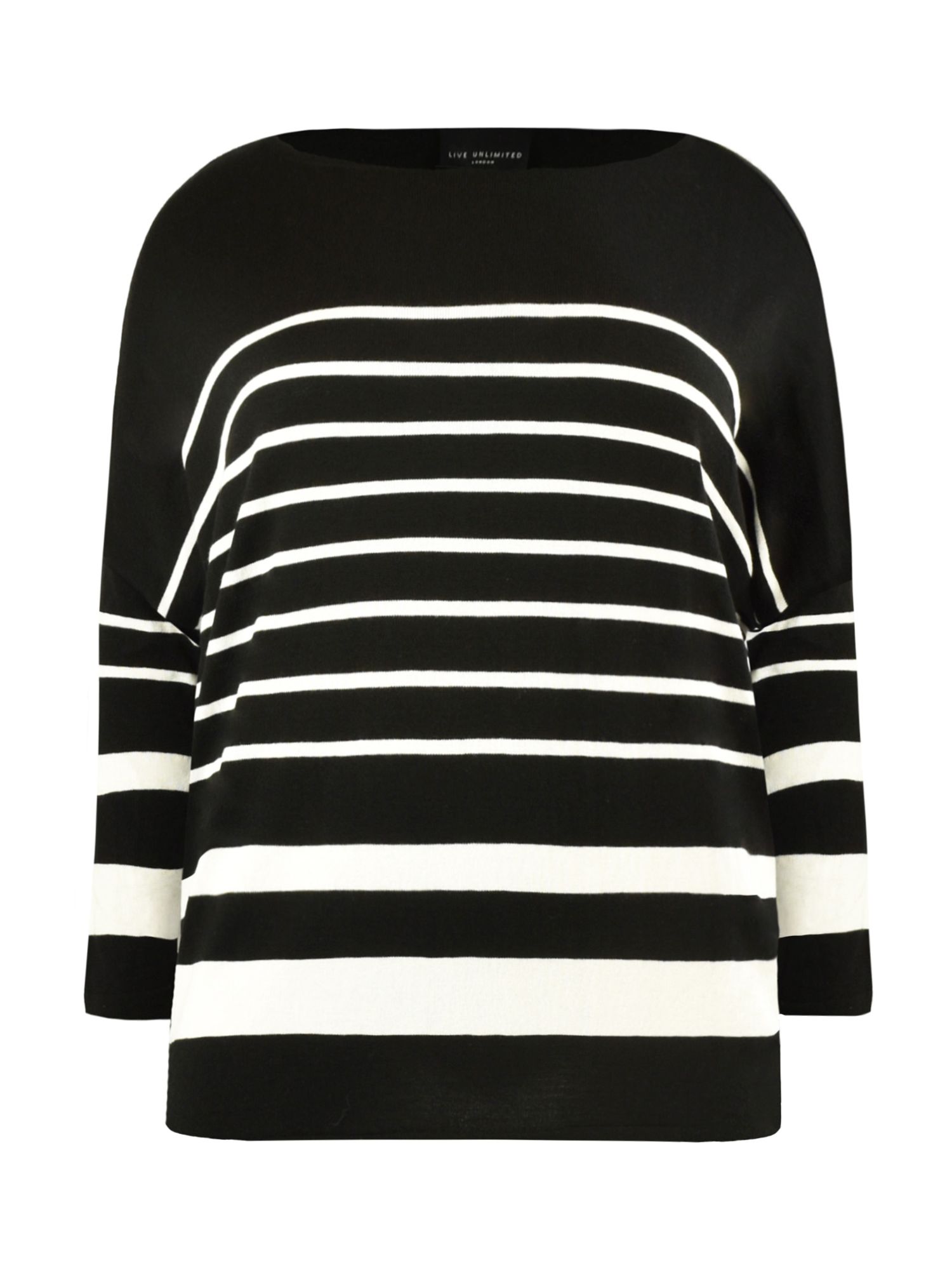 Live Unlimited Stripe Jumper, Black/White at John Lewis & Partners