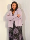 Live Unlimited Curve Wool Blend Open Neck Ribbed Cardigan, Lilac