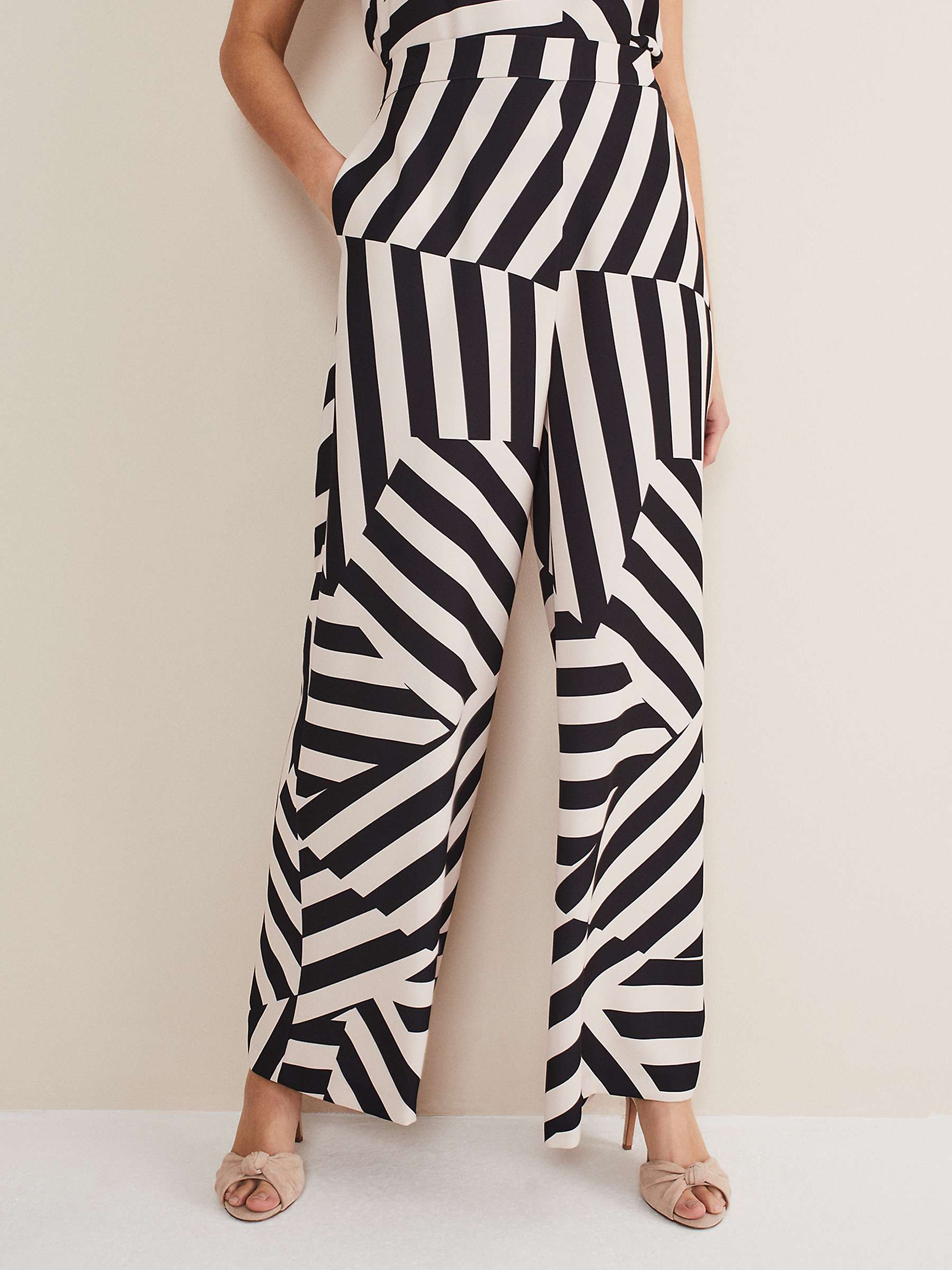 Buy Phase Eight Phillis Diagonal Stripe Trousers, Black/Pink Online at johnlewis.com